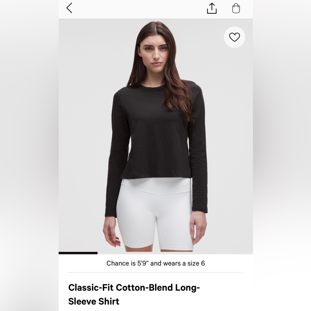 Lululemon Classic Fit Black Cotton Blend Long Sleeve - Picture 2 of 6